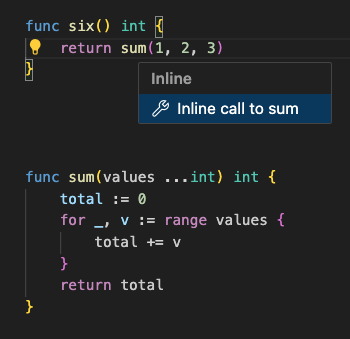Before: select Refactor&hellip; Inline call to sum